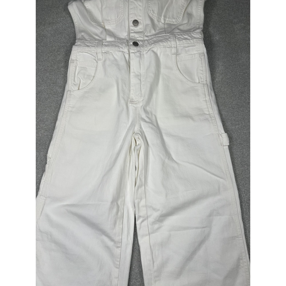 Madewell White Sleeveless Carpenter Jumpsuit Cotton Utility Boilersuit XS - Picture 3 of 10